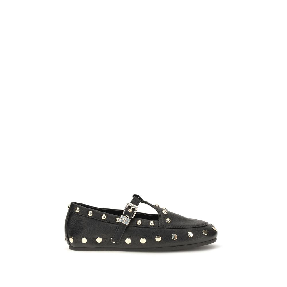 Ganni Schwarze Ballerinas aus recyceltem Polyester