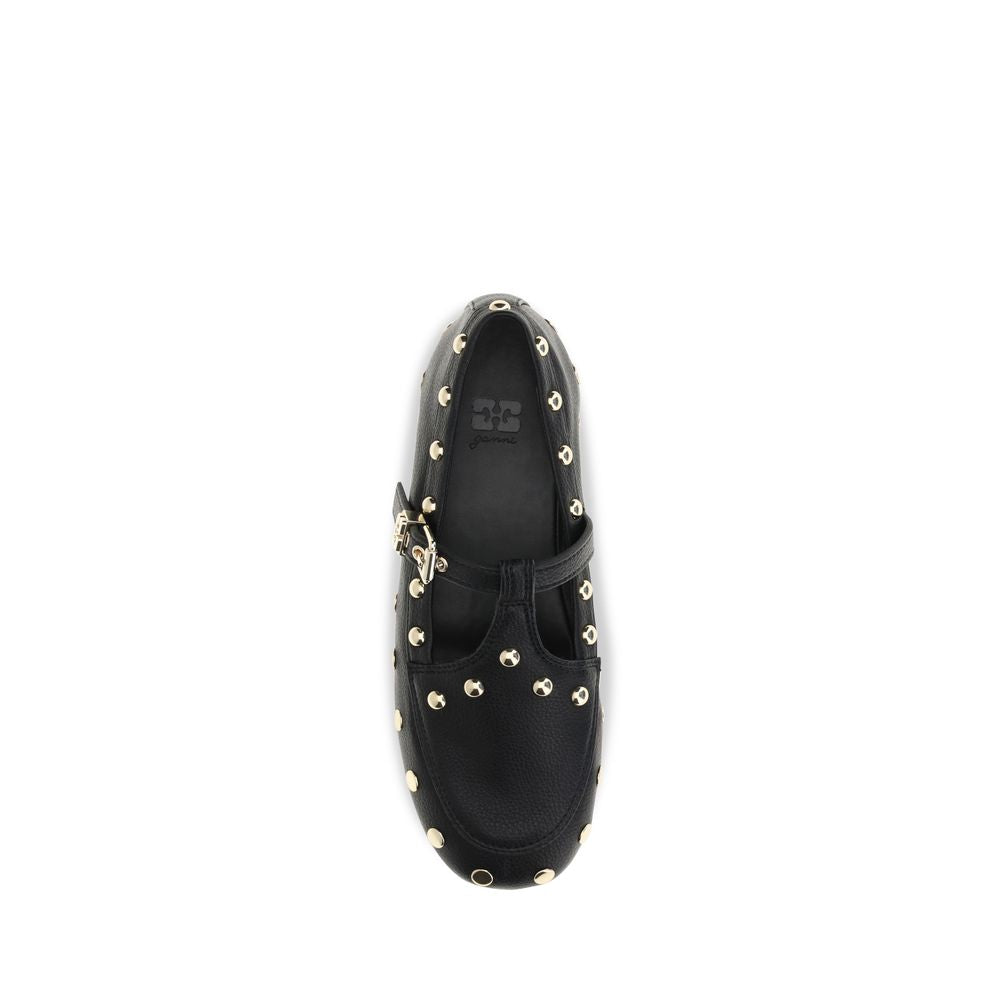 Ganni Schwarze Ballerinas aus recyceltem Polyester