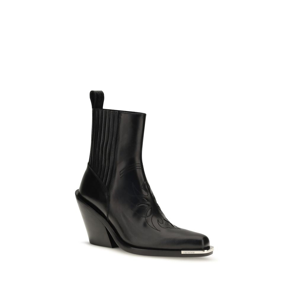 Rabanne Schwarze Ankle Boots aus Kalbsleder Bos Taurus