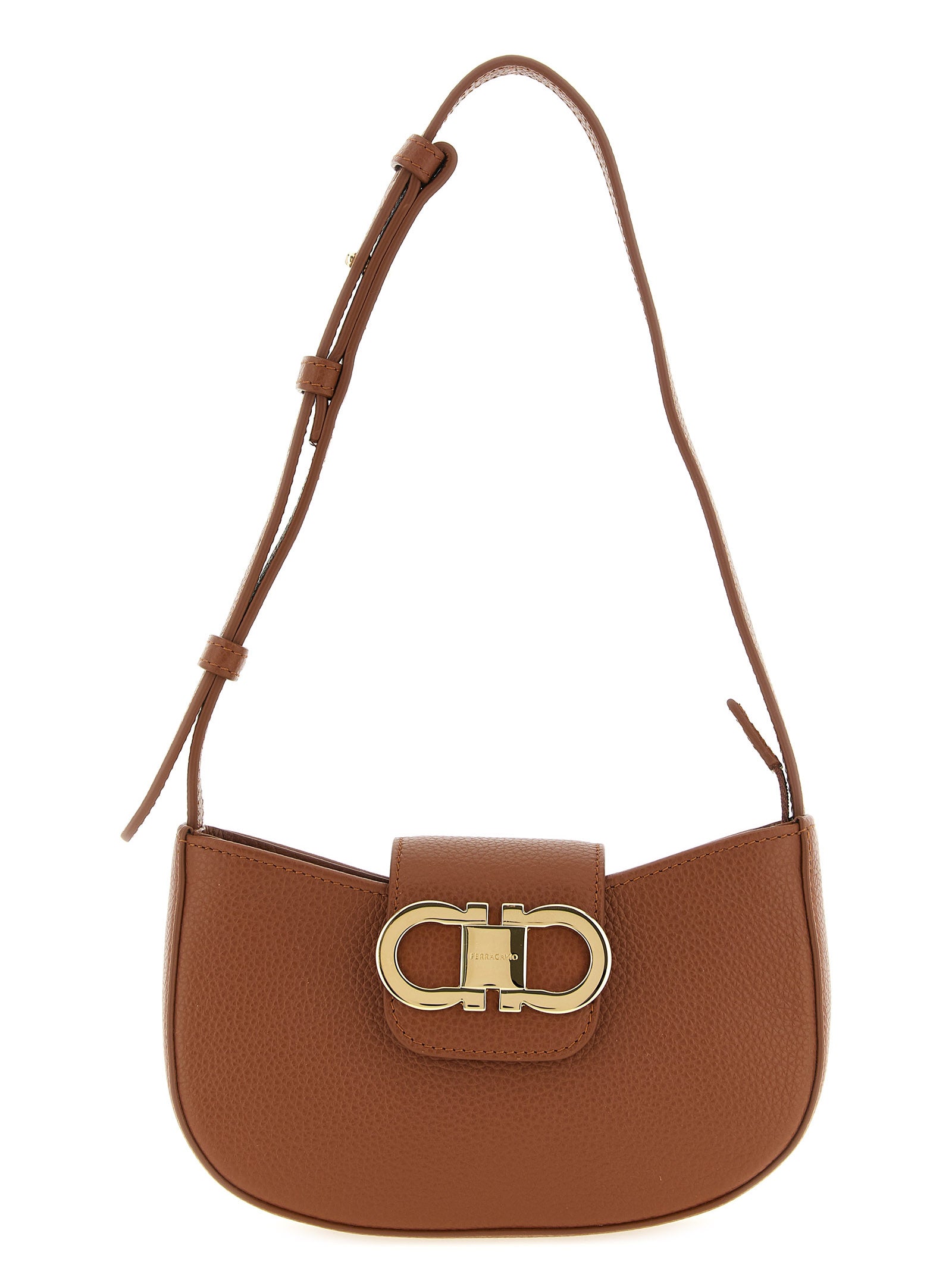 Ferragamo Braunes Kalbsleder Damen Crossbody Tasche