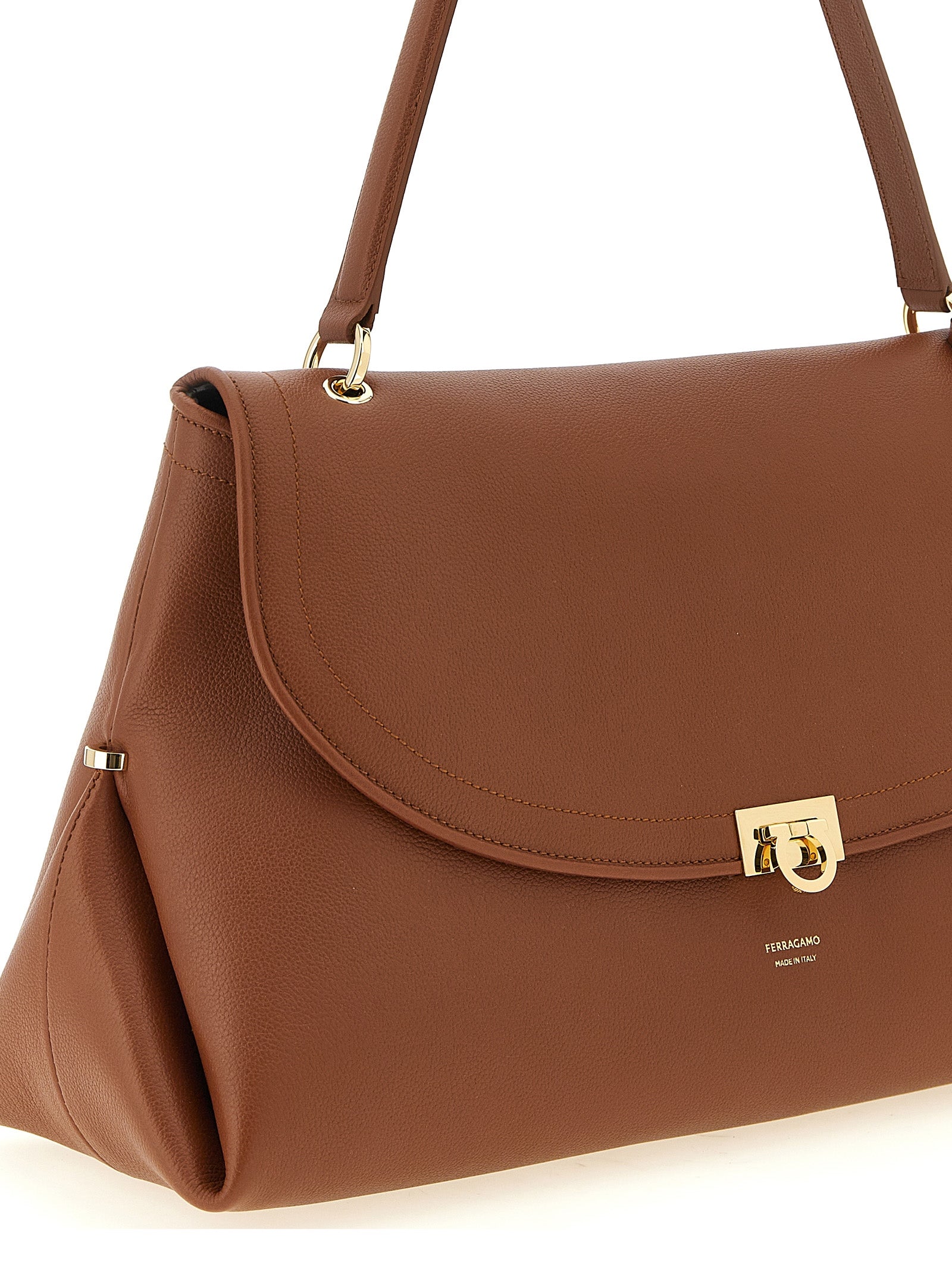 Ferragamo Braunes Kalbsleder Damen Crossbody Tasche
