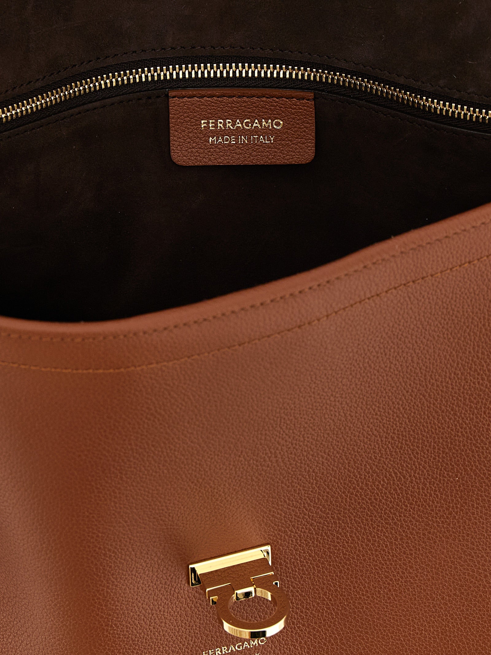 Ferragamo Braunes Kalbsleder Damen Crossbody Tasche