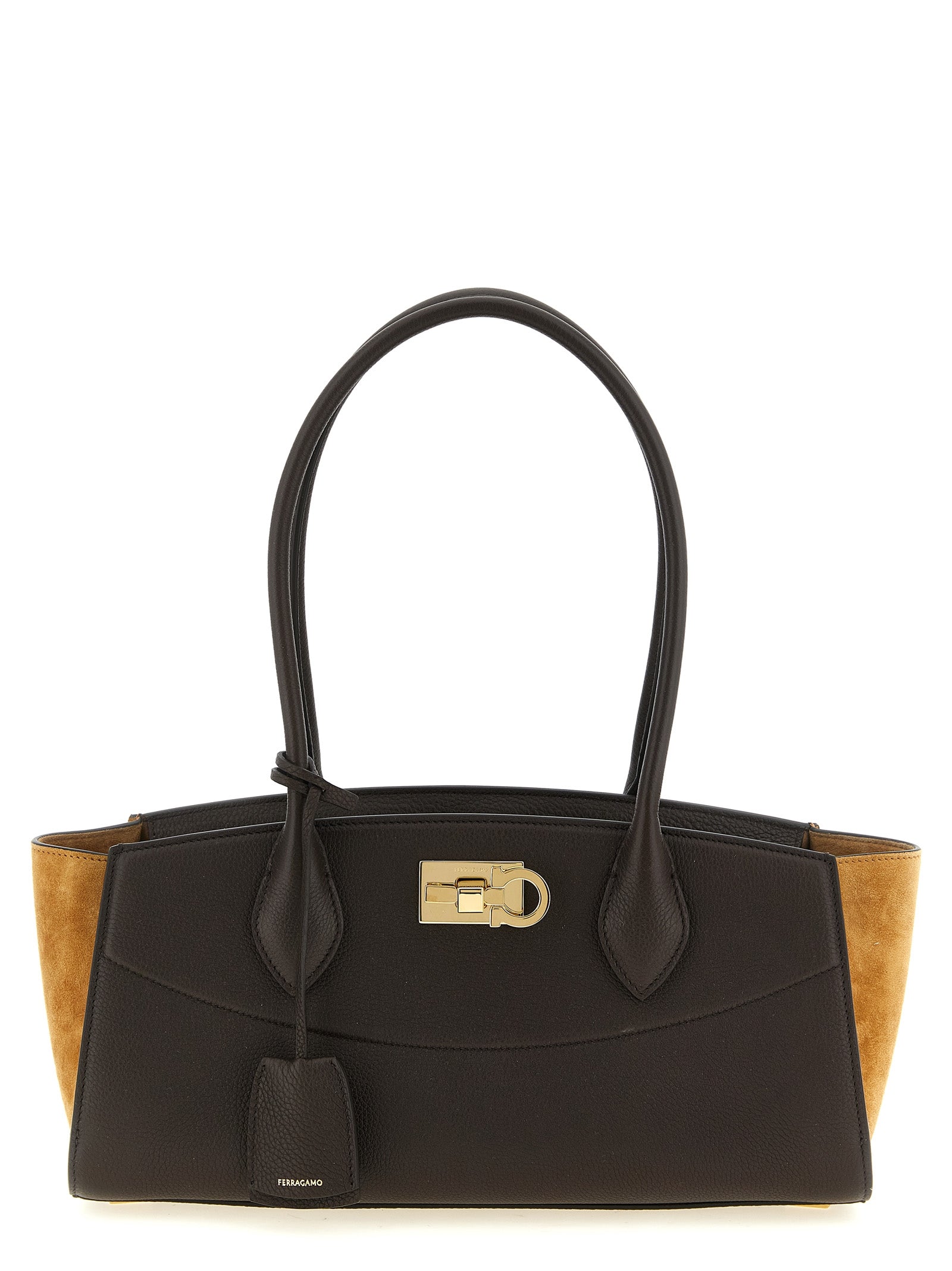 Ferragamo Braunes Kalbsleder Damen Crossbody Tasche