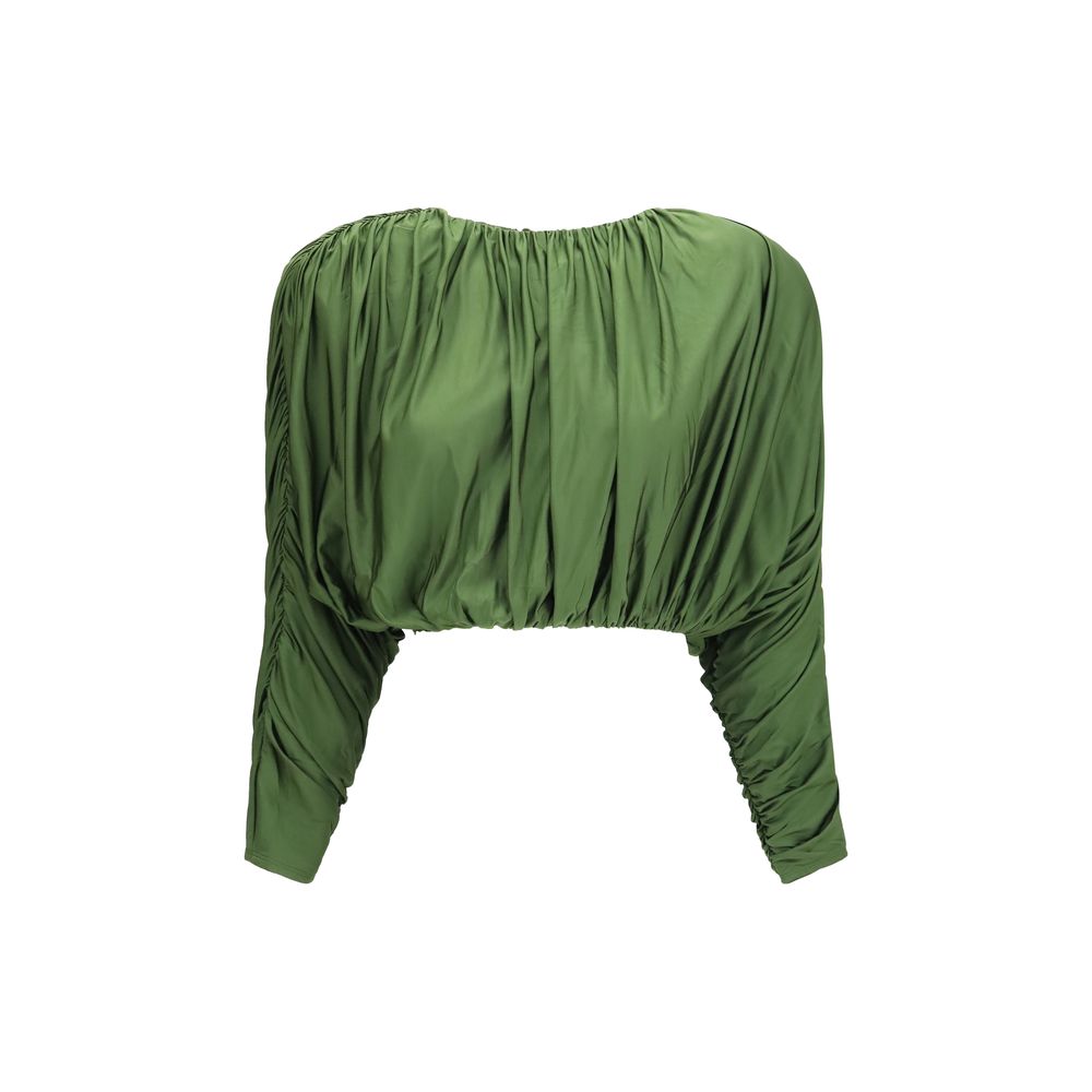 Self-Portrait Langarmshirt aus Viskose in Bicolor-Optik