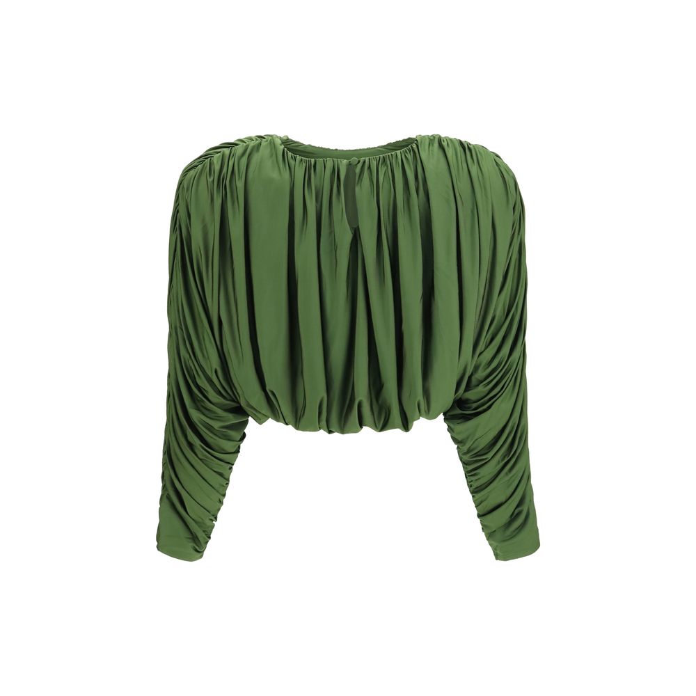 Self-Portrait Langarmshirt aus Viskose in Bicolor-Optik