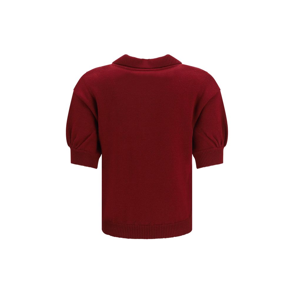 Alessandra Rich Bordeaux Wollhemd Oves Aries Kurzarm