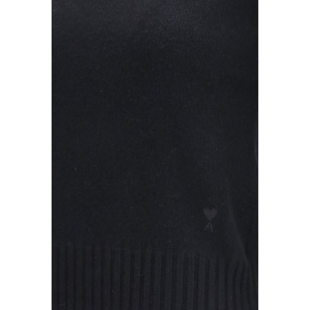 Ami Paris Italienischer Kaschmir-Luxus-Pullover Schwarz