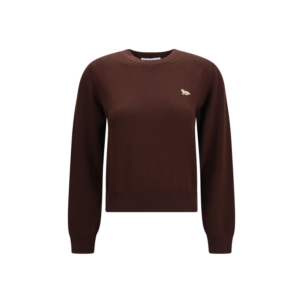 Maison Kitsuné Brauner Wollpullover Oves Aries