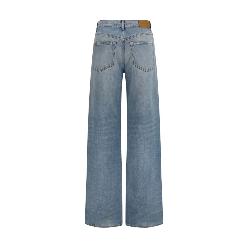 Saint Laurent Blaue High-Waist Jeans aus Baumwolle