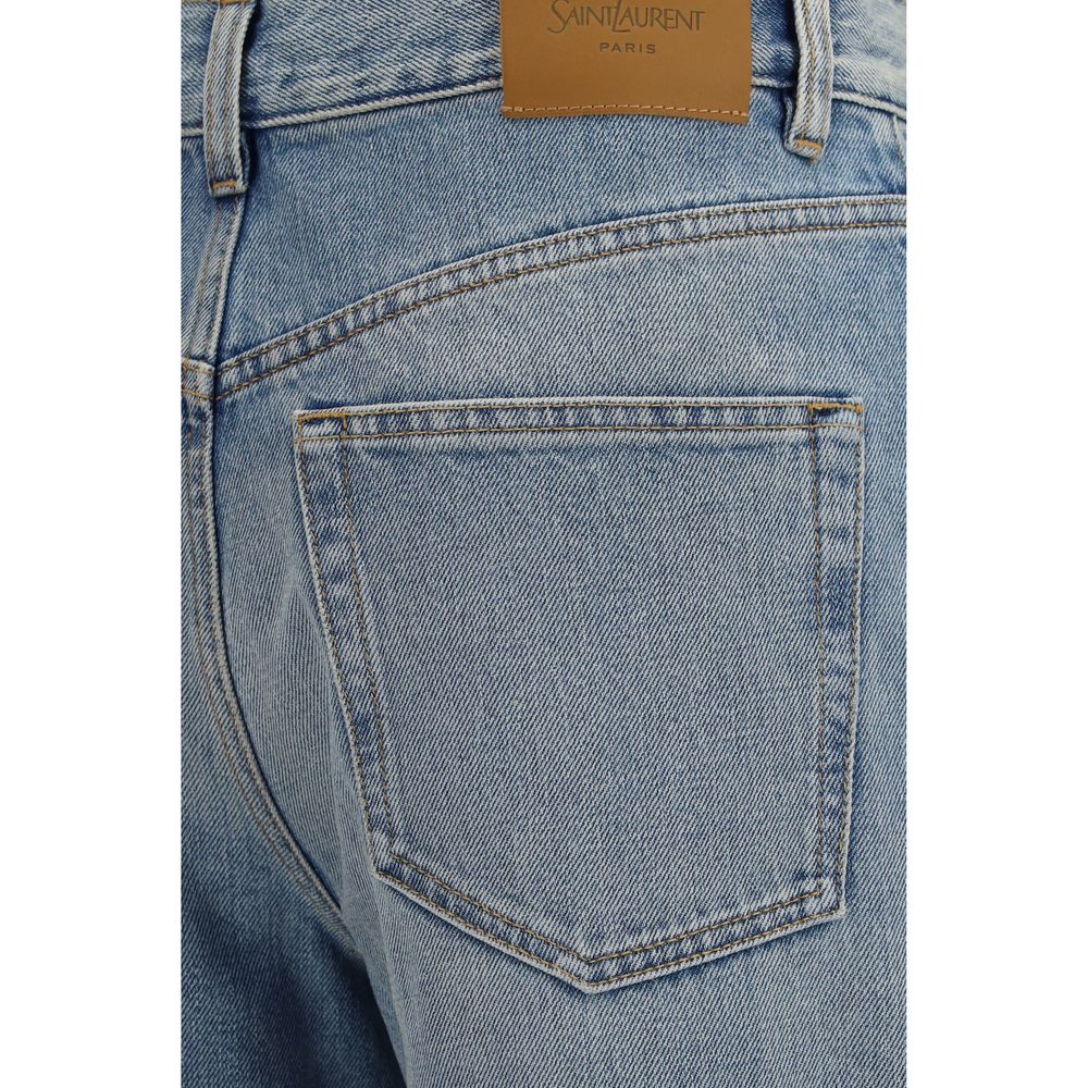 Saint Laurent Blaue High-Waist Jeans aus Baumwolle