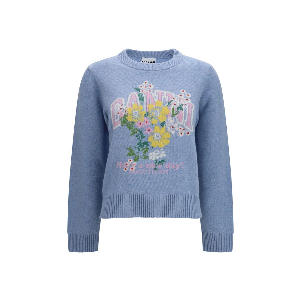Ganni Blauer Wollpullover Oves Aries