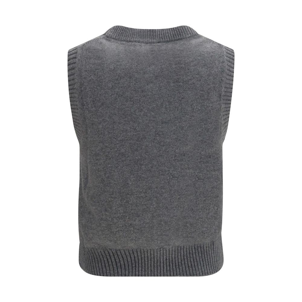 Ganni Grauer Wollpullover Oves Aries Ärmellos