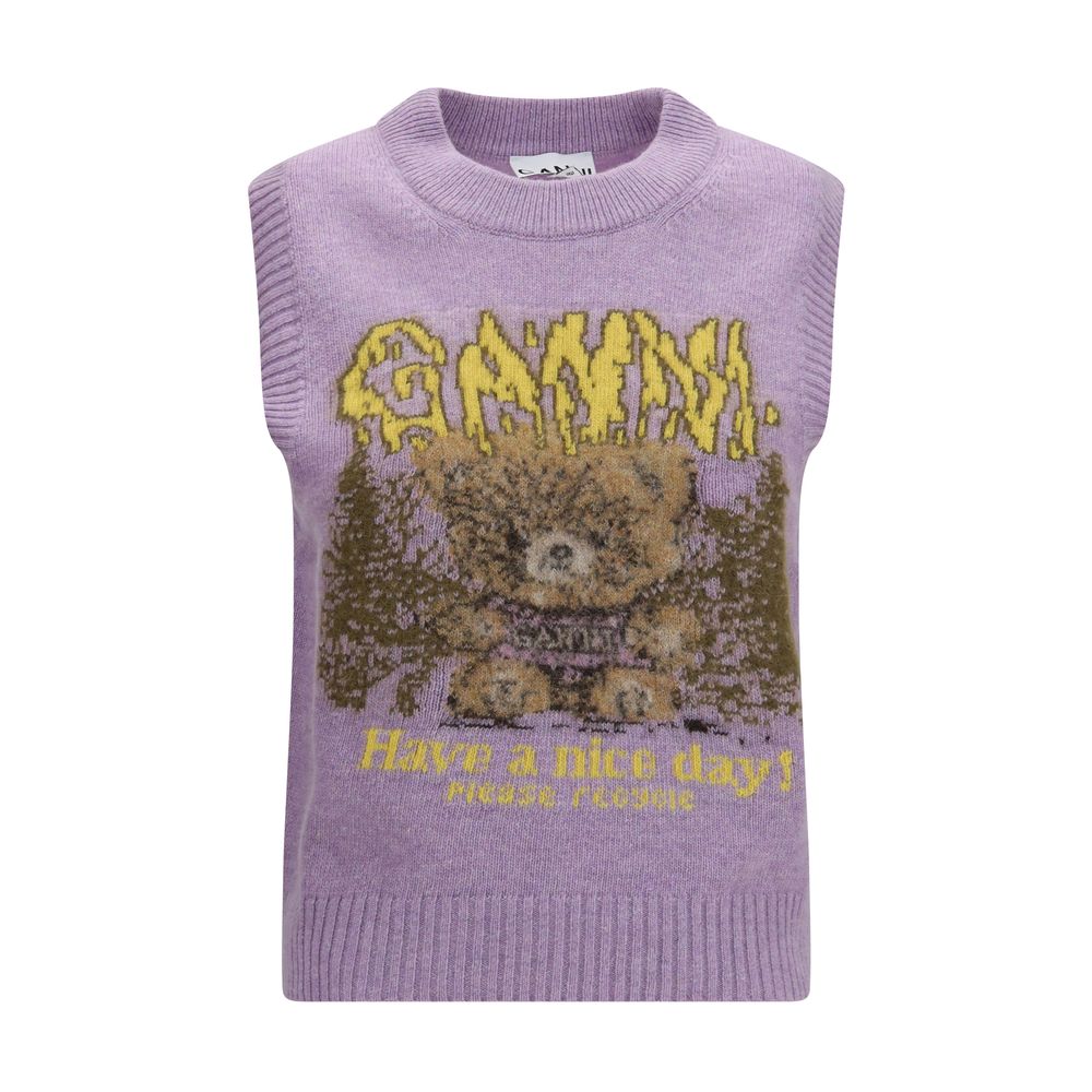 Ganni Grauer Strickpullover aus Alpaka Vicugna Pacos ohne Ärmel