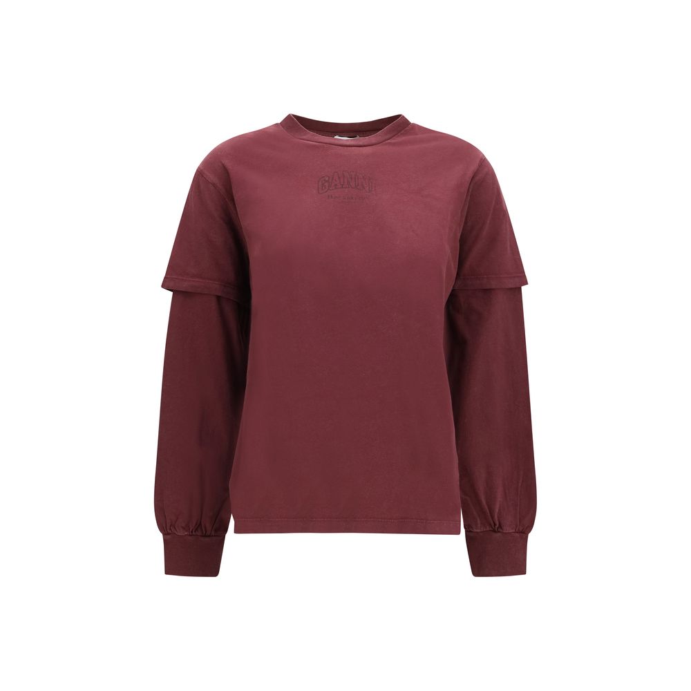 Ganni Sweatshirt aus Baumwolle in Bordeaux