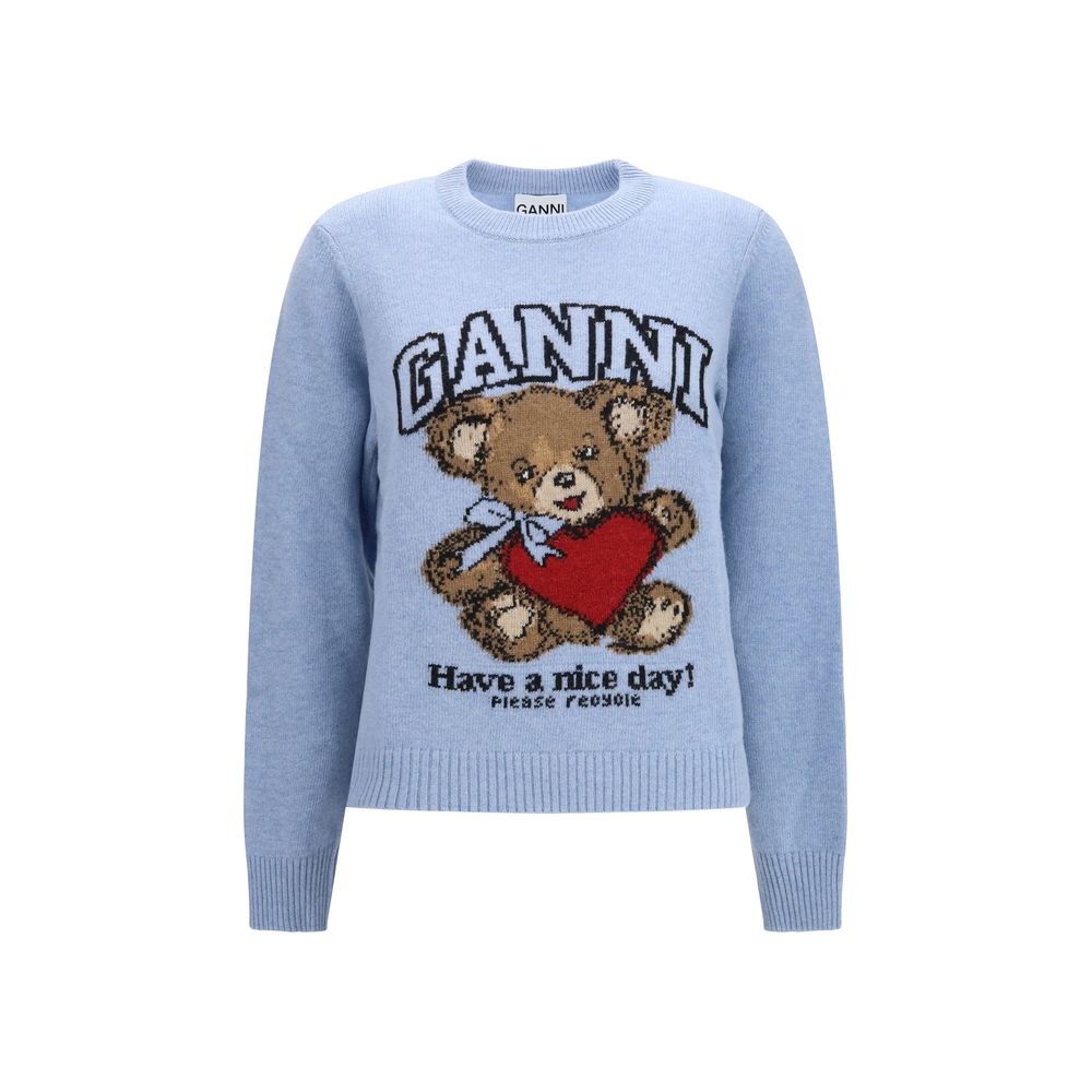 Ganni Blauer Wollpullover Oves Aries