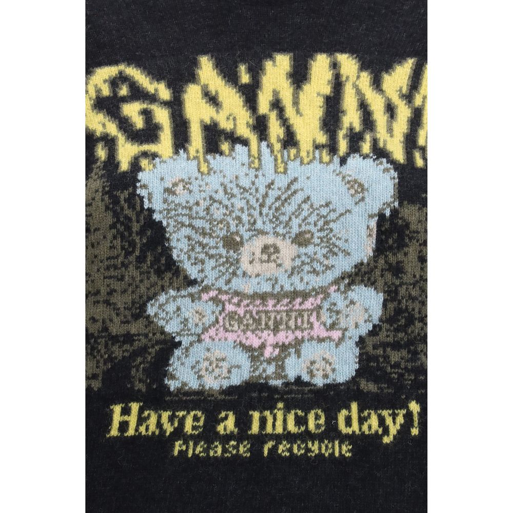 Ganni Schwarzer Pullover aus recycelter Wolle