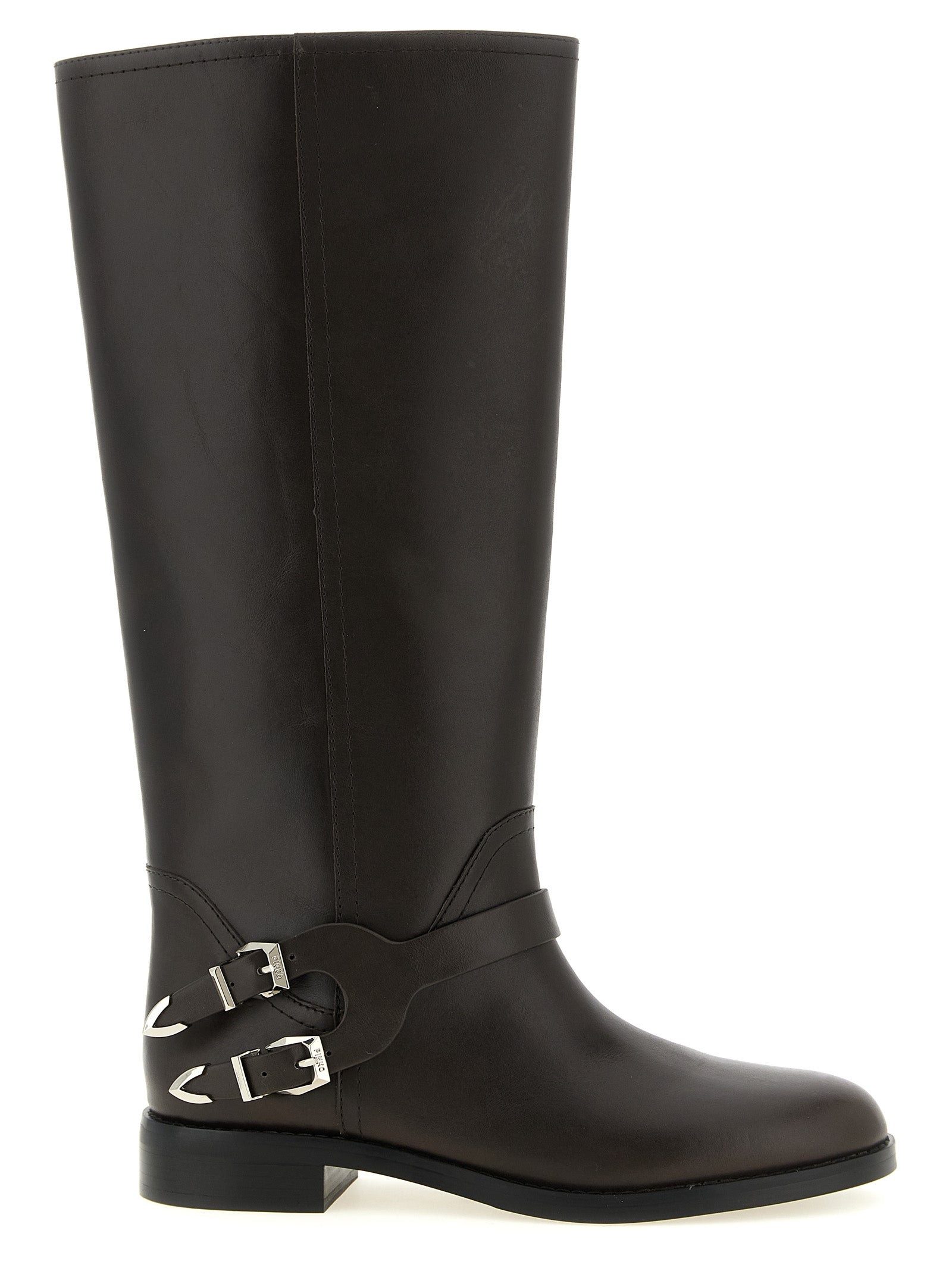 PINKO Schwarze Kuhleder Overknee-Stiefel