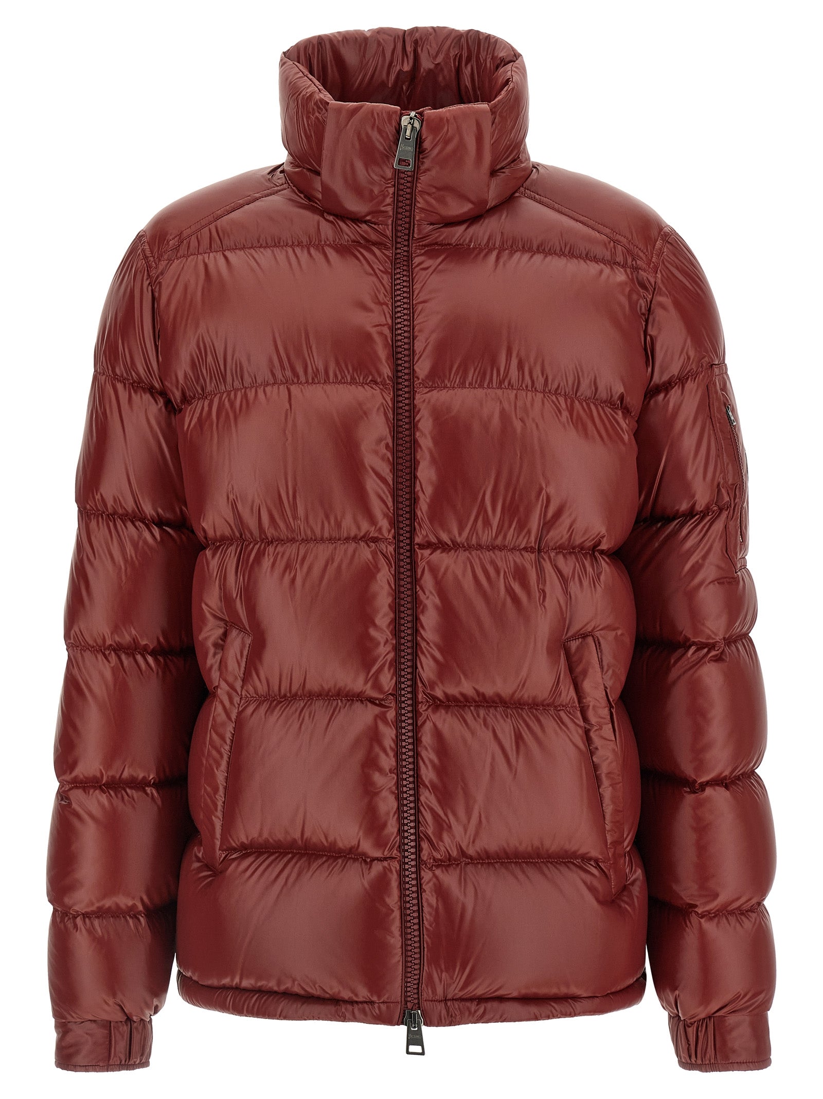 Herno Bordeaux Polyamid-Steppjacke in voller Länge