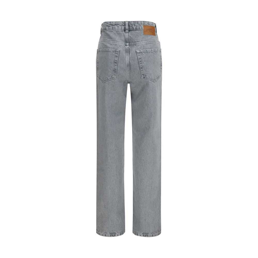 Ganni Graue Jeans aus Baumwolle im geraden Schnitt