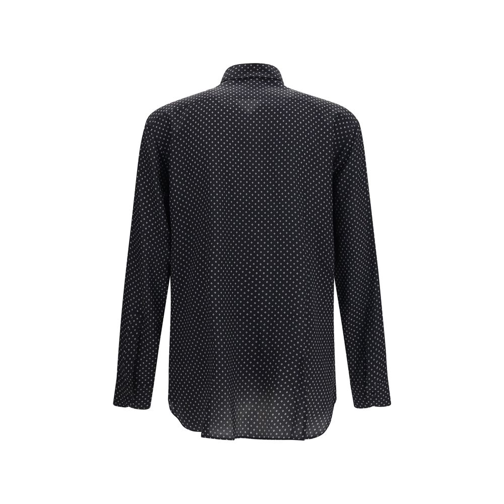 Tom Ford Schwarzes Seidenhemd mit Muster