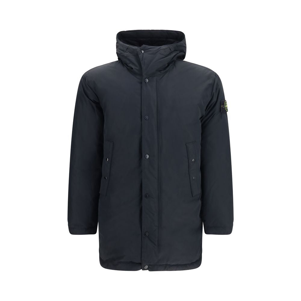 Stone Island Schwarze Polyester-Jacke in voller Länge