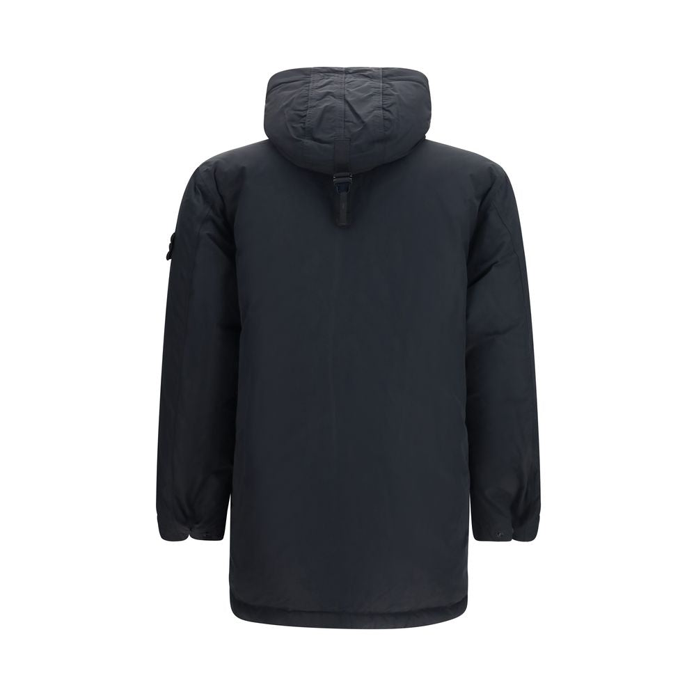 Stone Island Schwarze Polyester-Jacke in voller Länge