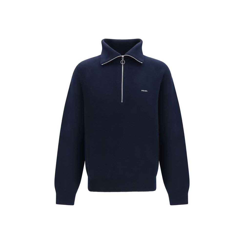Prada Blue Wool Oves Aries Polohemd