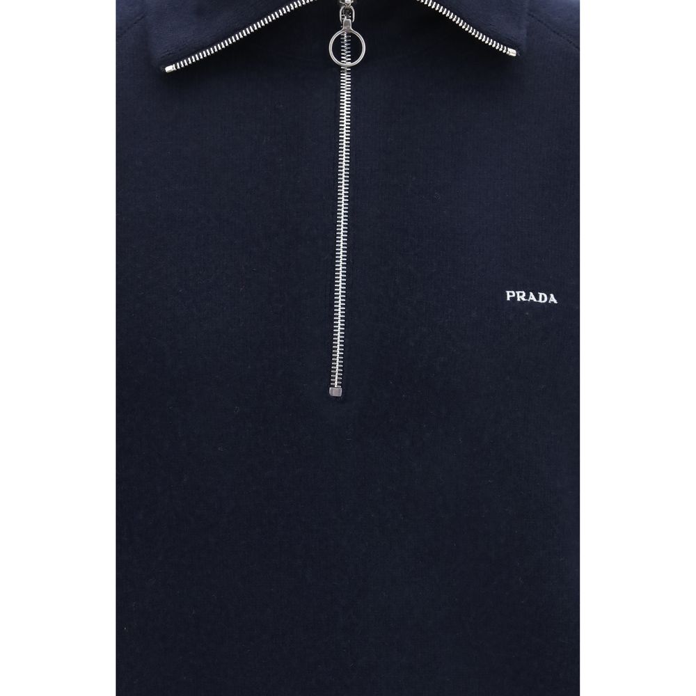 Prada Blue Wool Oves Aries Polohemd