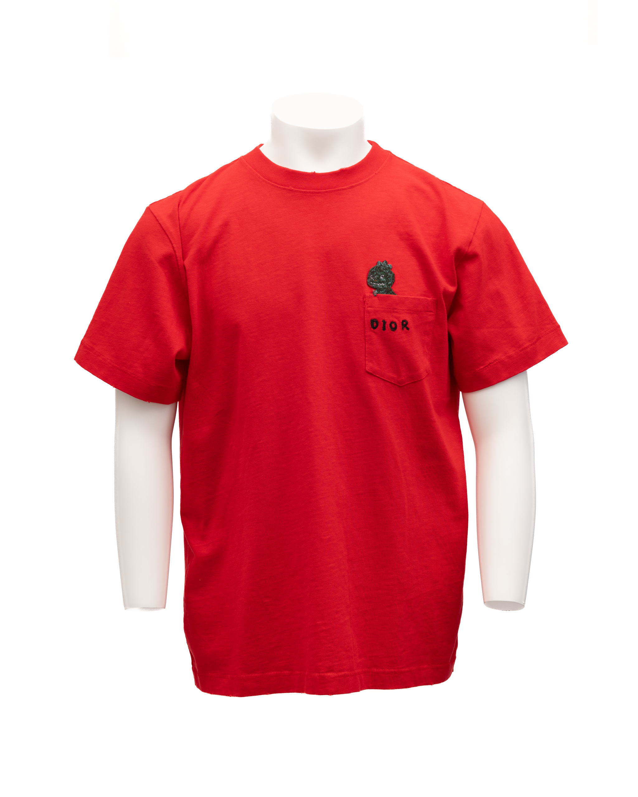 Dior Rotes Baumwoll-T-Shirt mit Rundhalsausschnitt