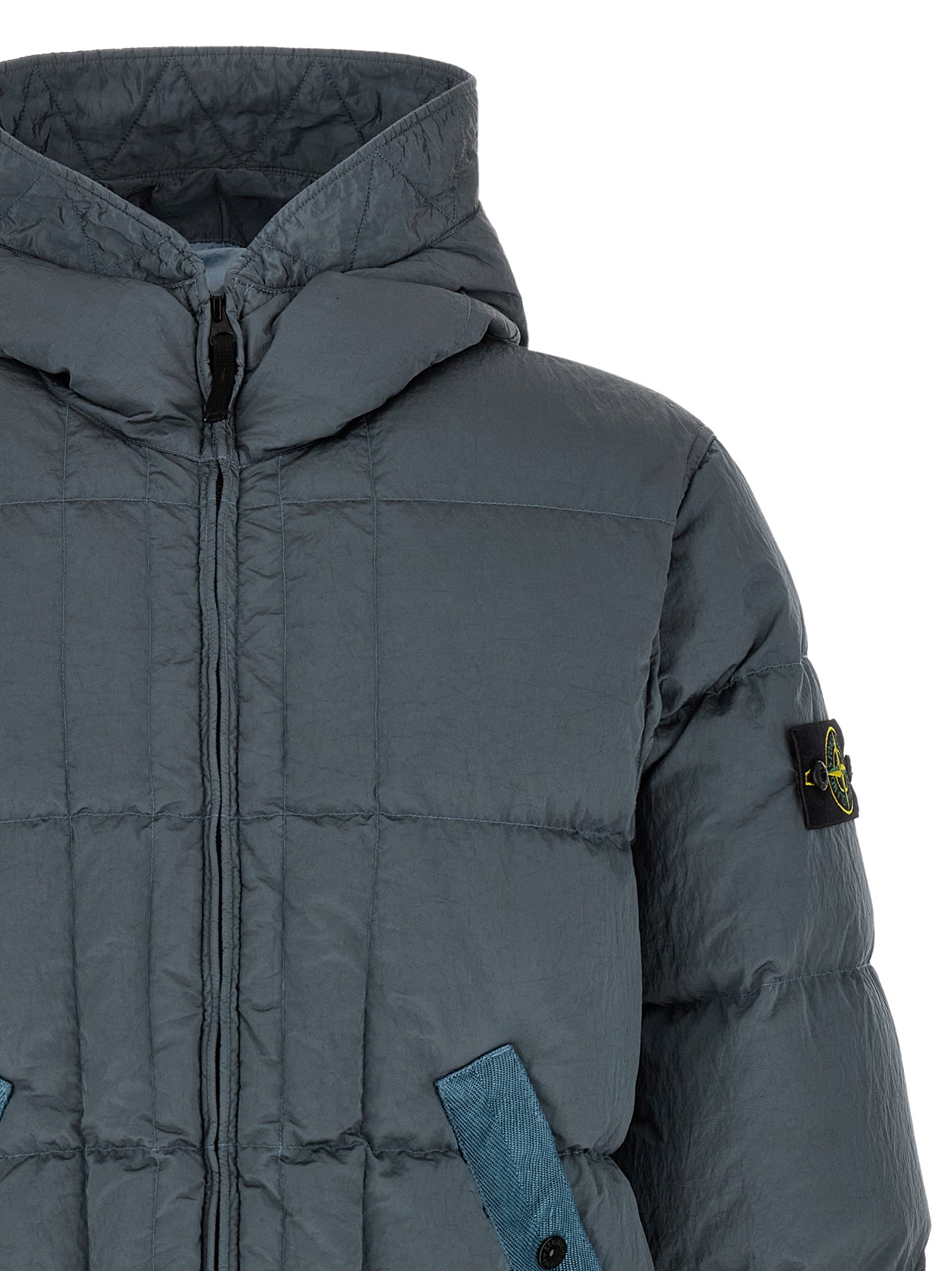 Stone Island Graue Polyamid-Jacke in voller Länge