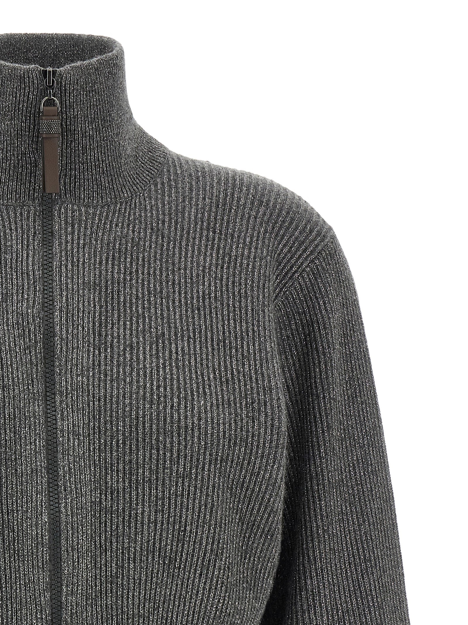 Brunello Cucinelli Grauer Kaschmir-Strickjacke