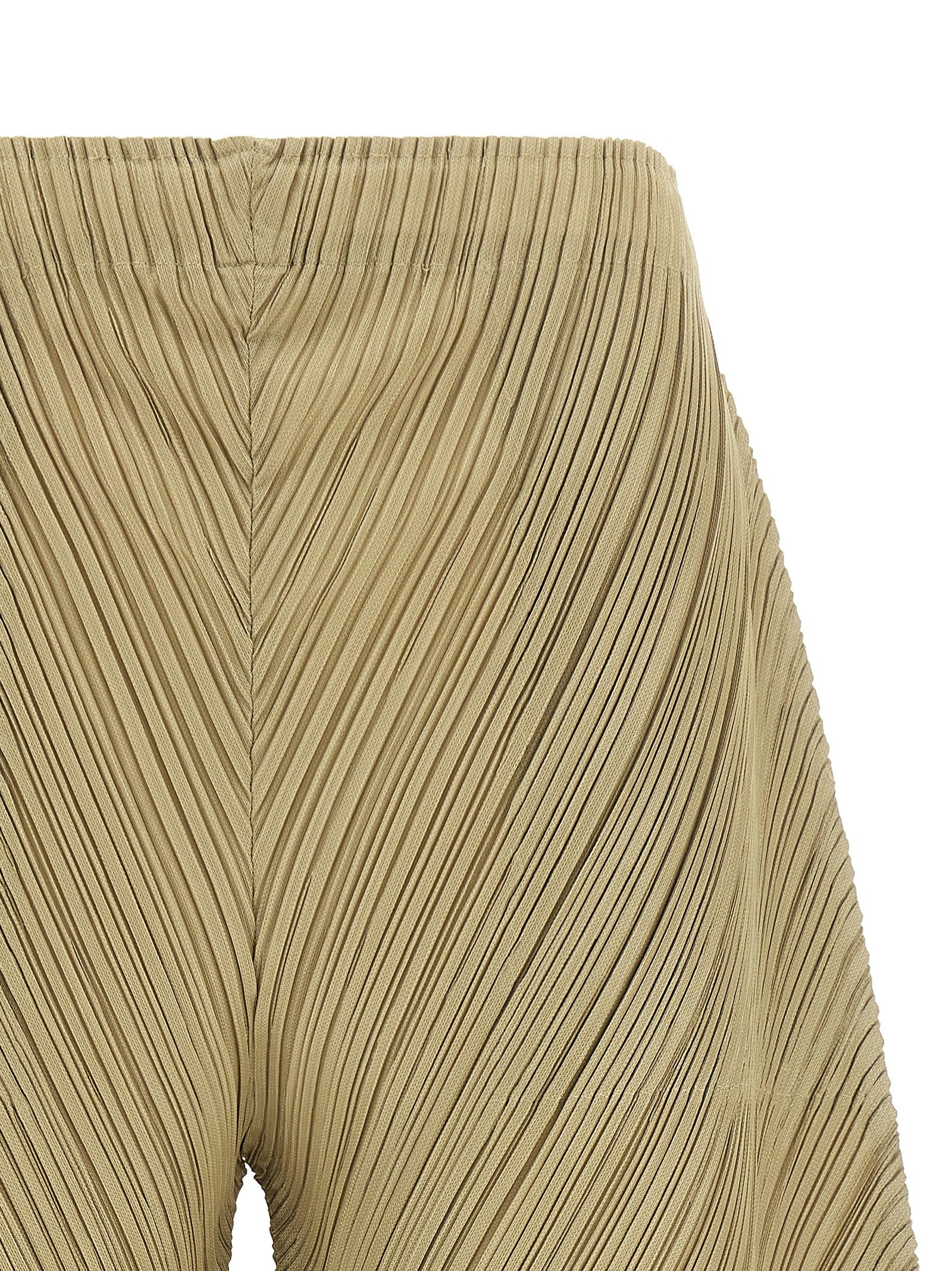 PLEATS PLEASE ISSEY MIYAKE Beige Polyester Casual Pants
