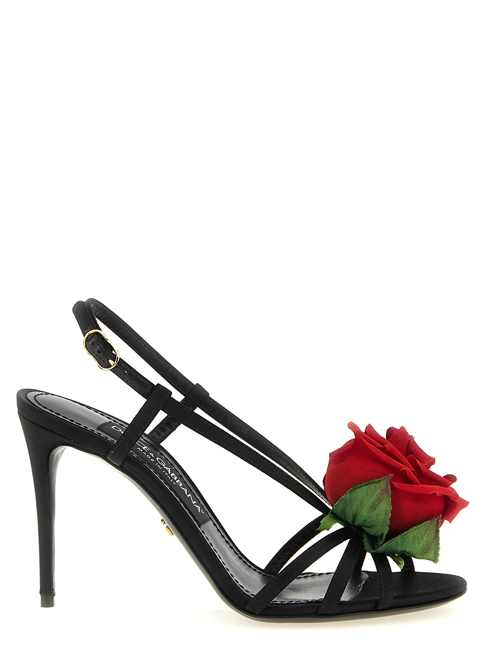 Dolce & Gabbana Schwarze Sandalen mit Stilettoabsatz aus Viskose