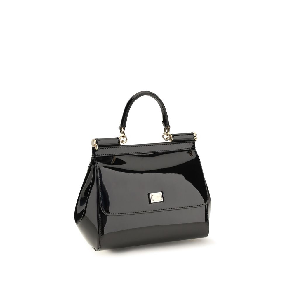 Dolce & Gabbana Schwarze Bos Taurus Kalbsleder Schultertasche
