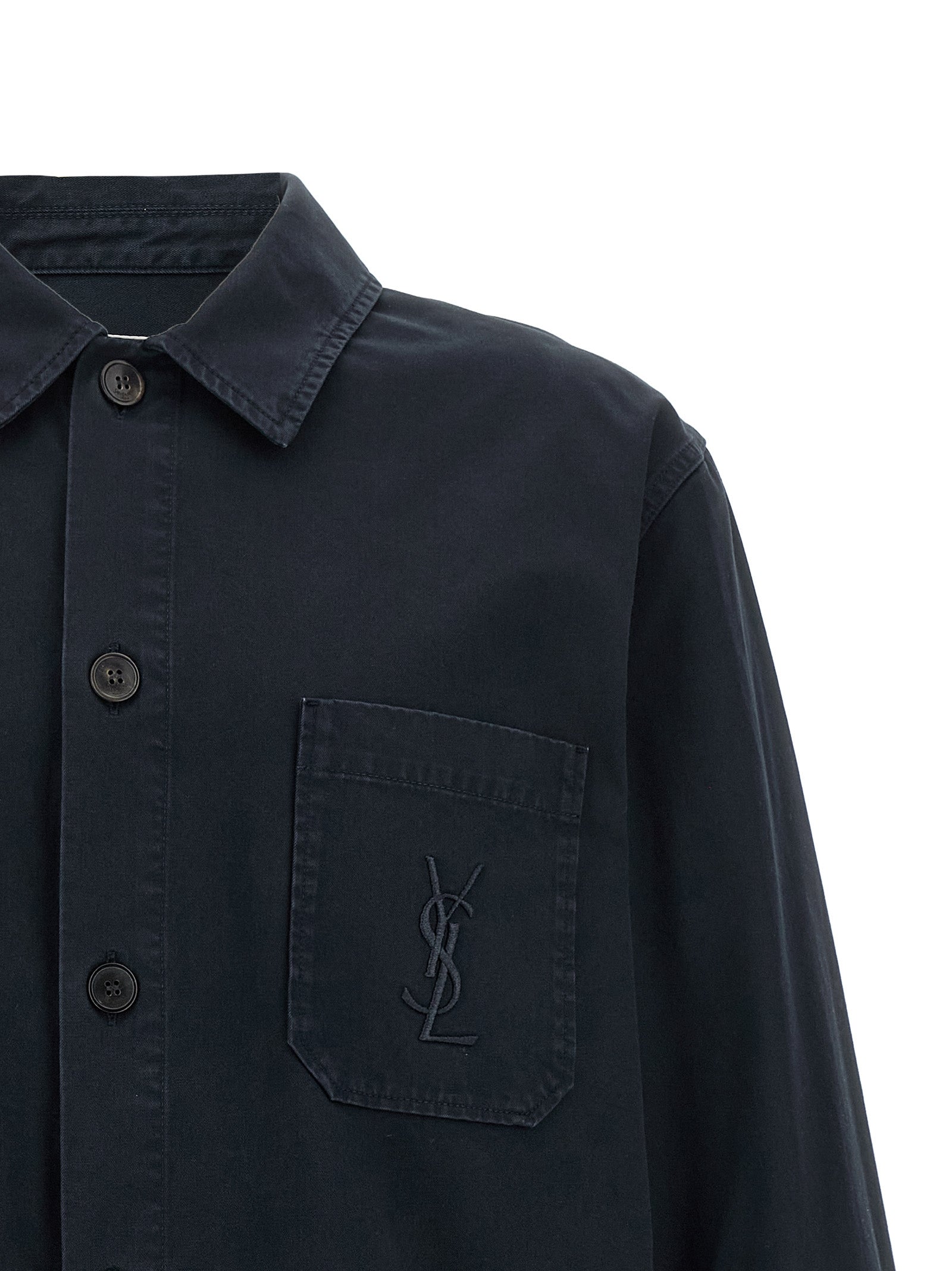 Saint Laurent Blaue Baumwollbluse