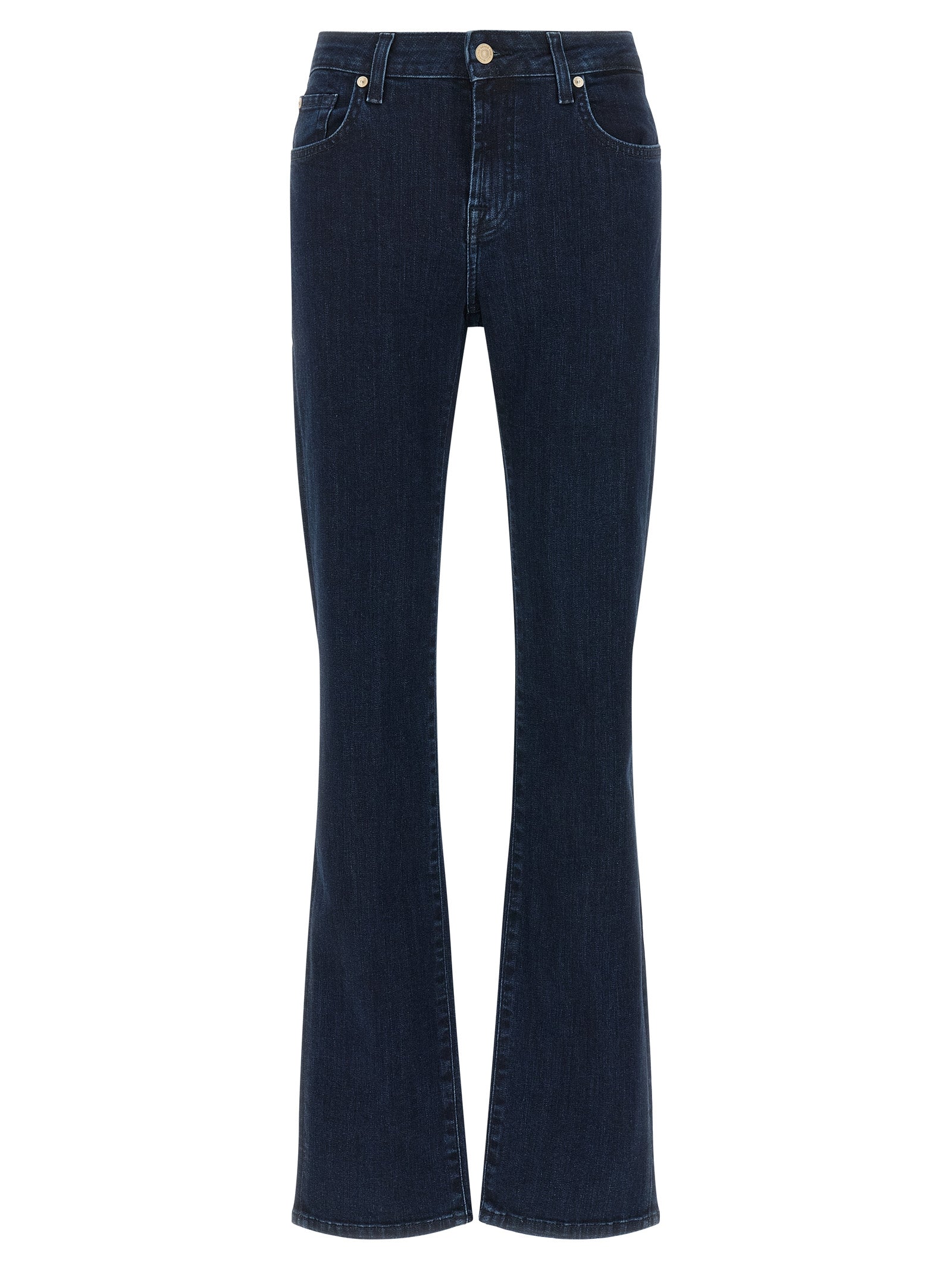 7 For All Mankind Blaue Bootcut-Jeans aus Baumwolle