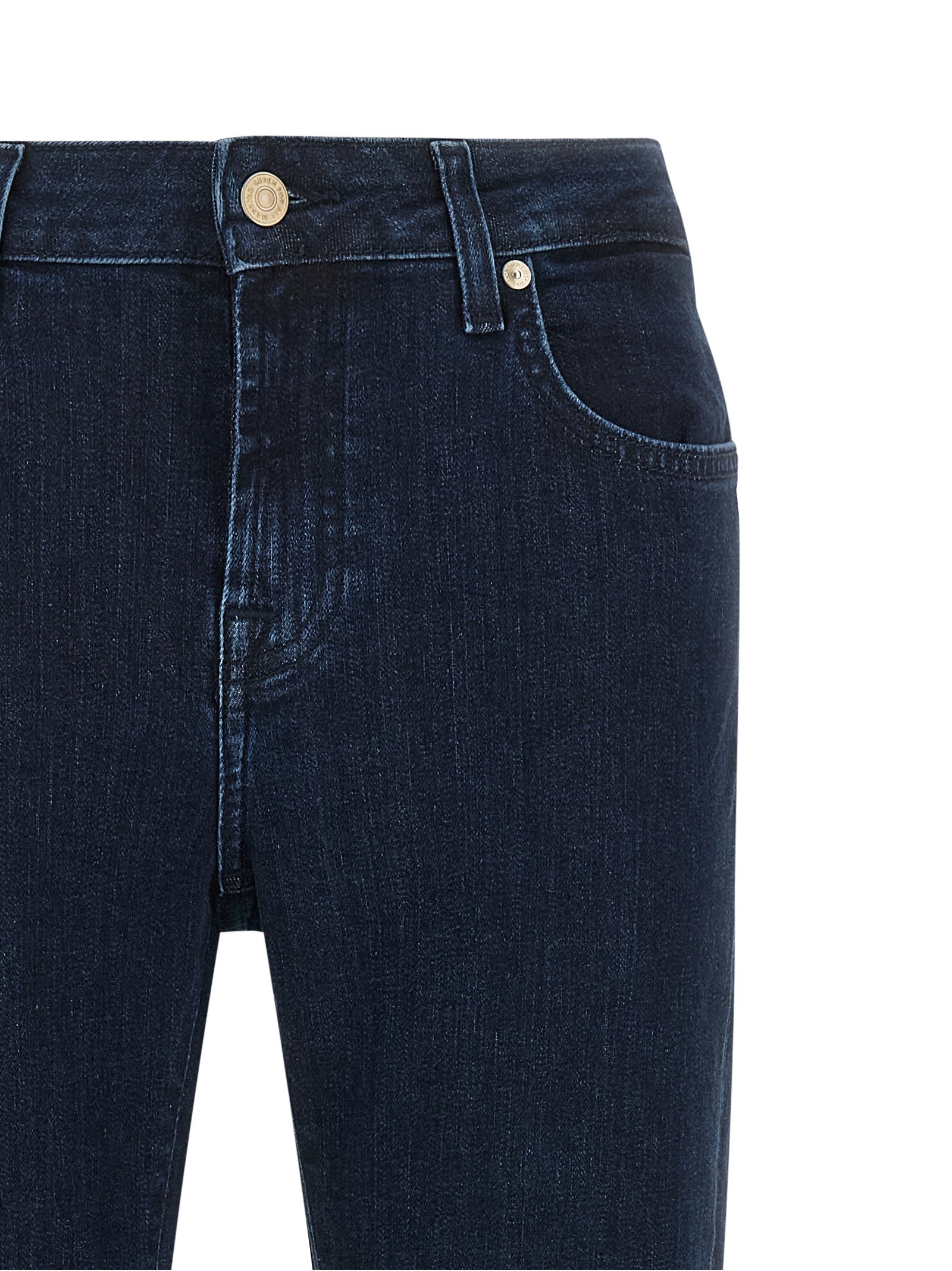 7 For All Mankind Blaue Bootcut-Jeans aus Baumwolle
