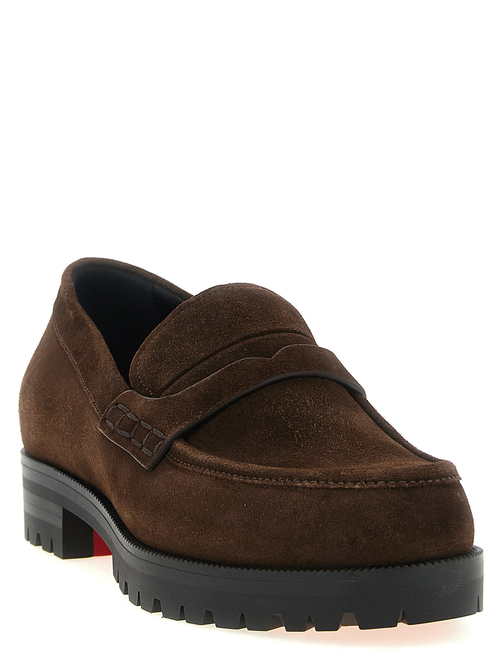 Christian Louboutin Braune Kalbsleder-Slipper