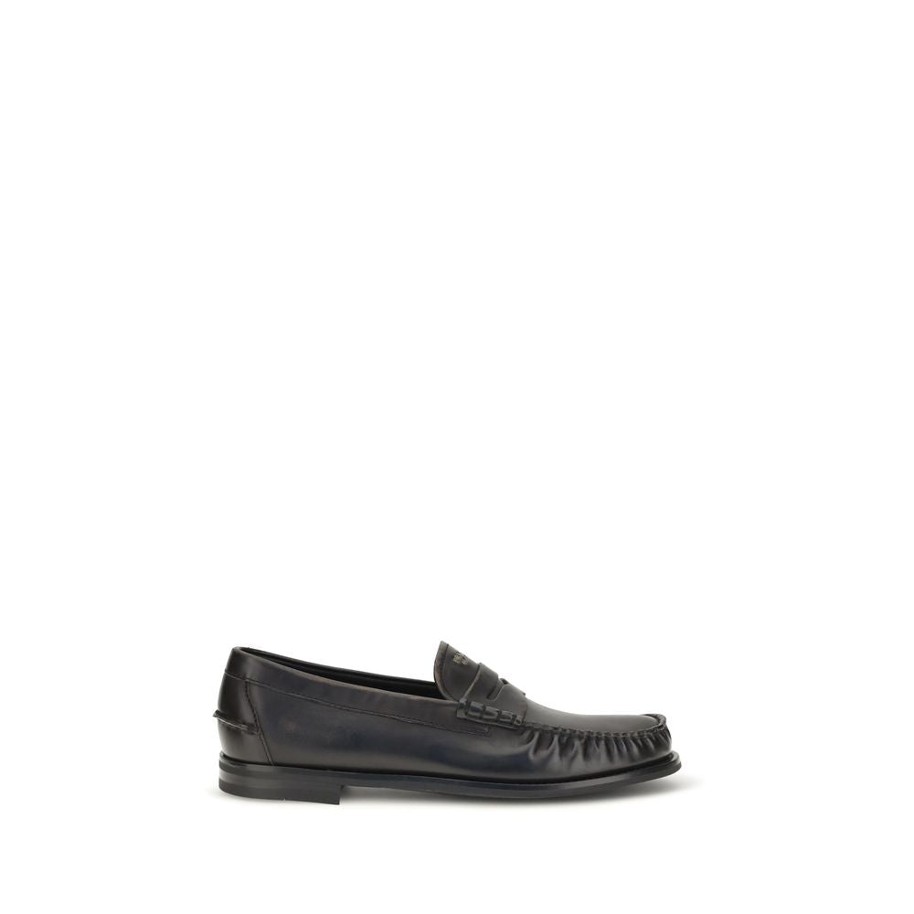 Prada Schwarze "Bos Taurus" Kalbsleder Loafer zum Hineinschlüpfen
