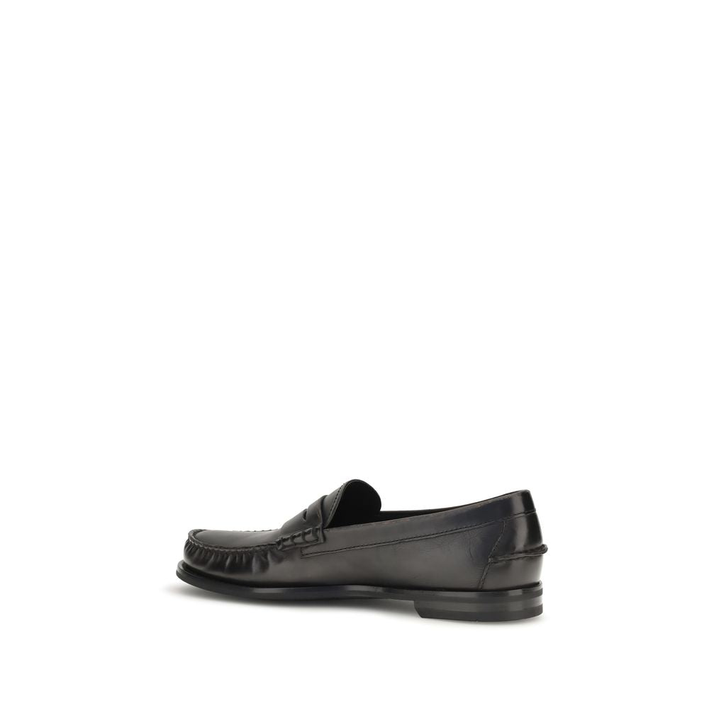Prada Schwarze "Bos Taurus" Kalbsleder Loafer zum Hineinschlüpfen