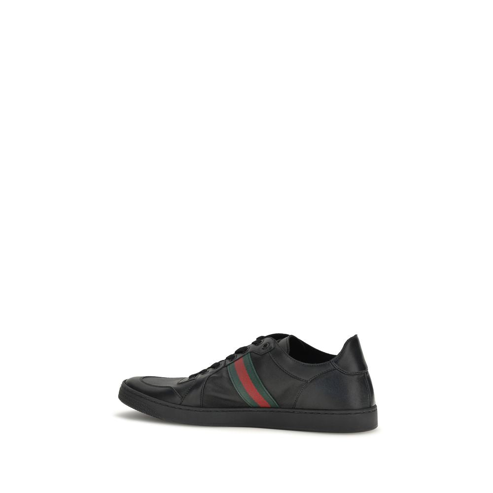 Gucci Schwarze Bos Taurus Kalbsleder Low-Top-Sneaker