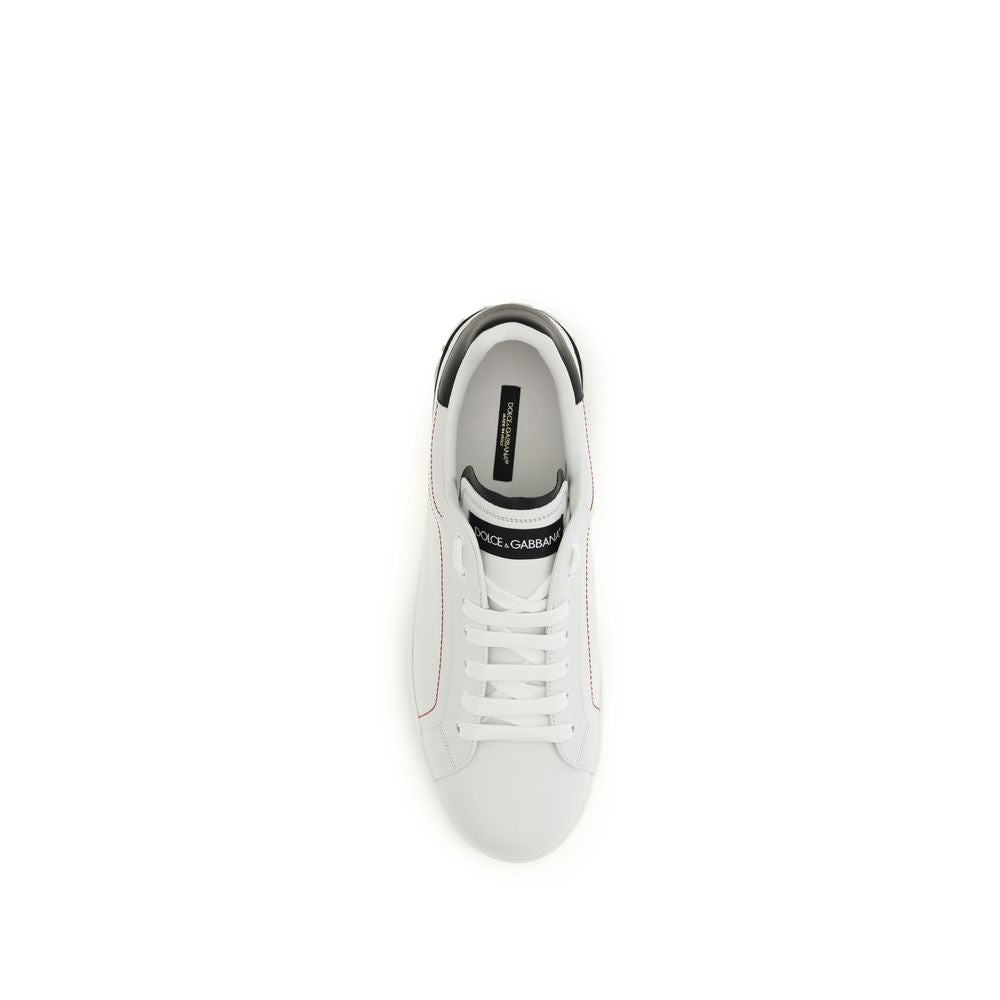 Dolce & Gabbana Weiße Low-Top-Sneaker aus Kalbsleder Bos Taurus