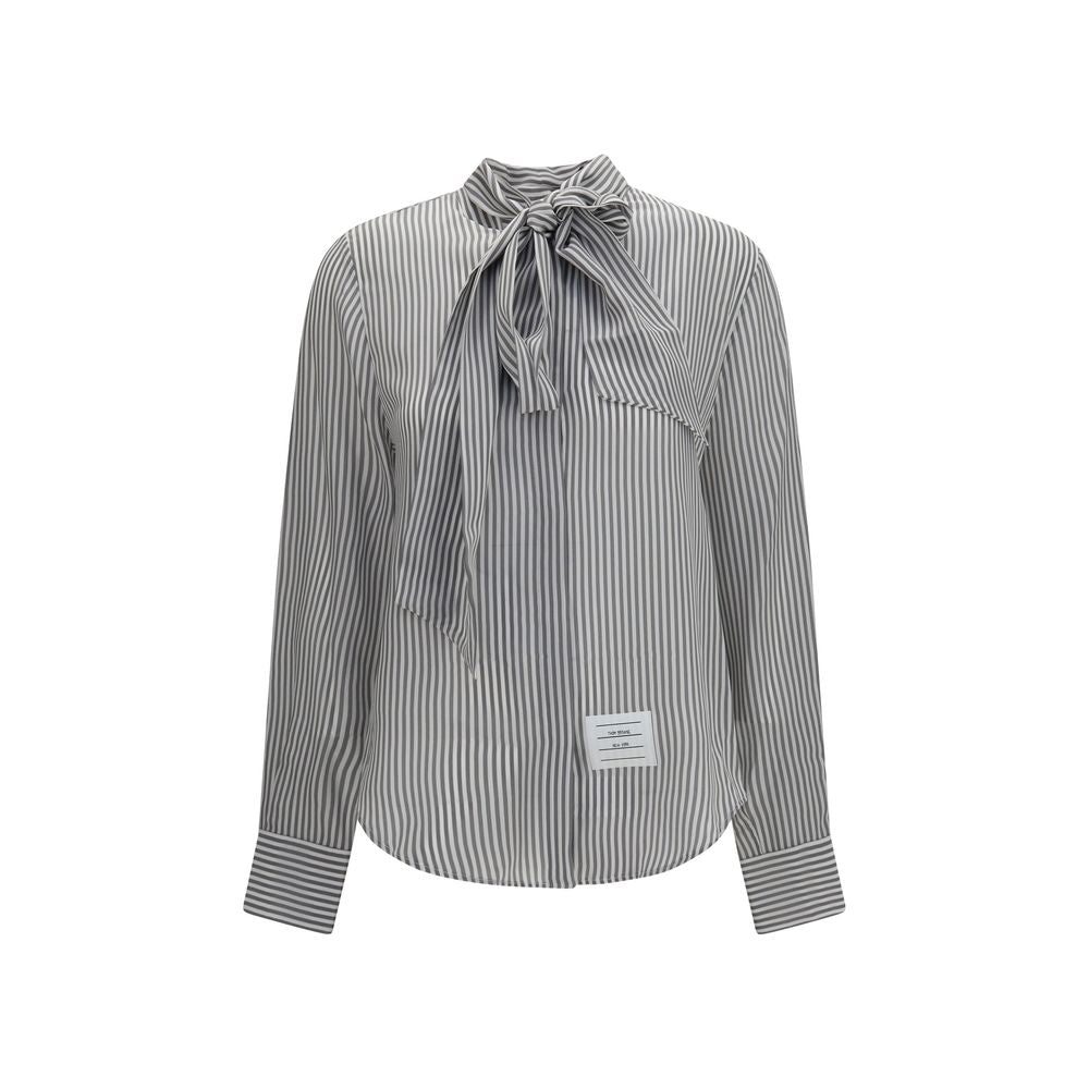 Thom Browne Graues Seidenhemd mit Muster
