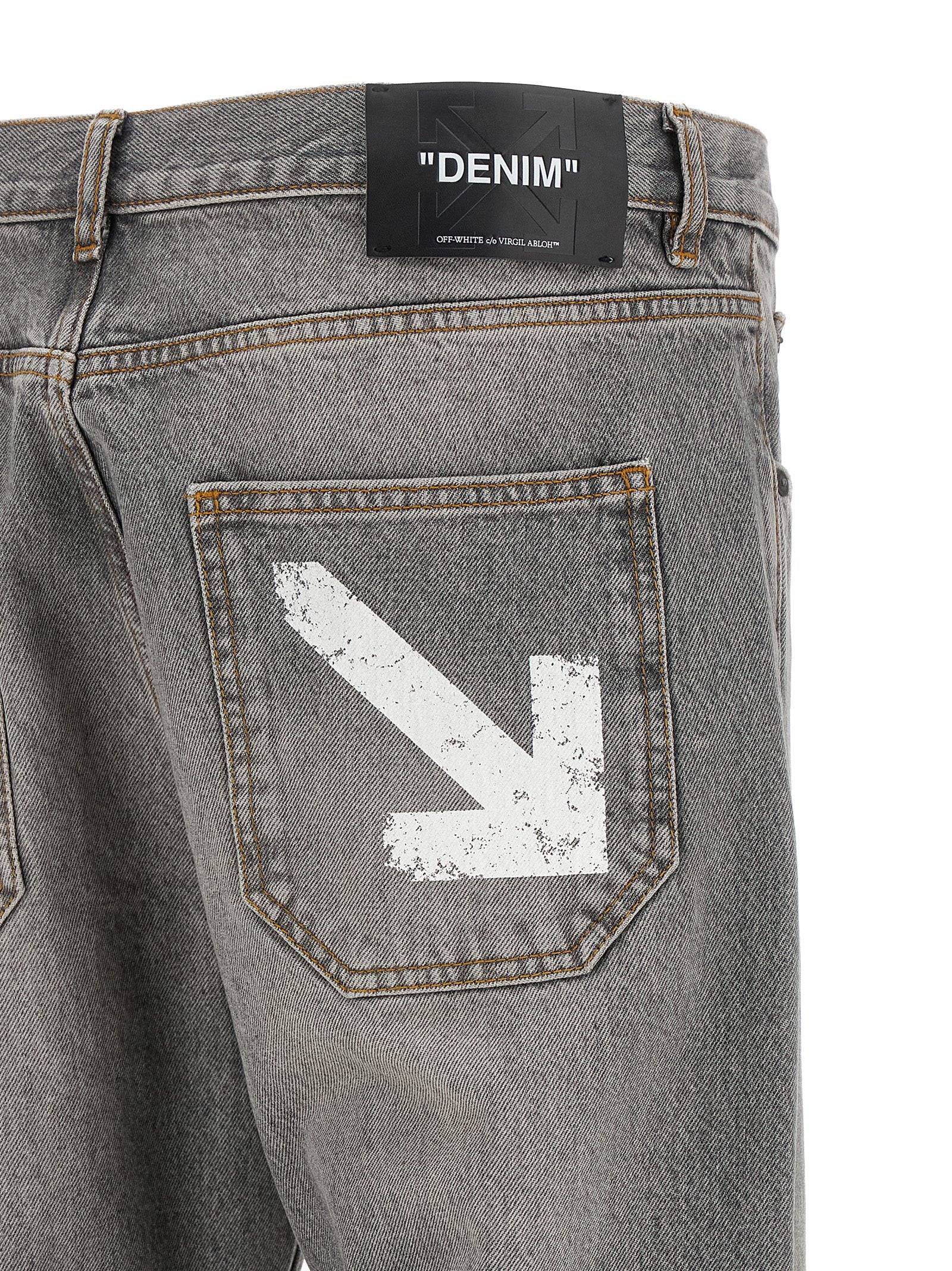Off-White Graue Jeans aus Baumwolle im Relaxed Fit