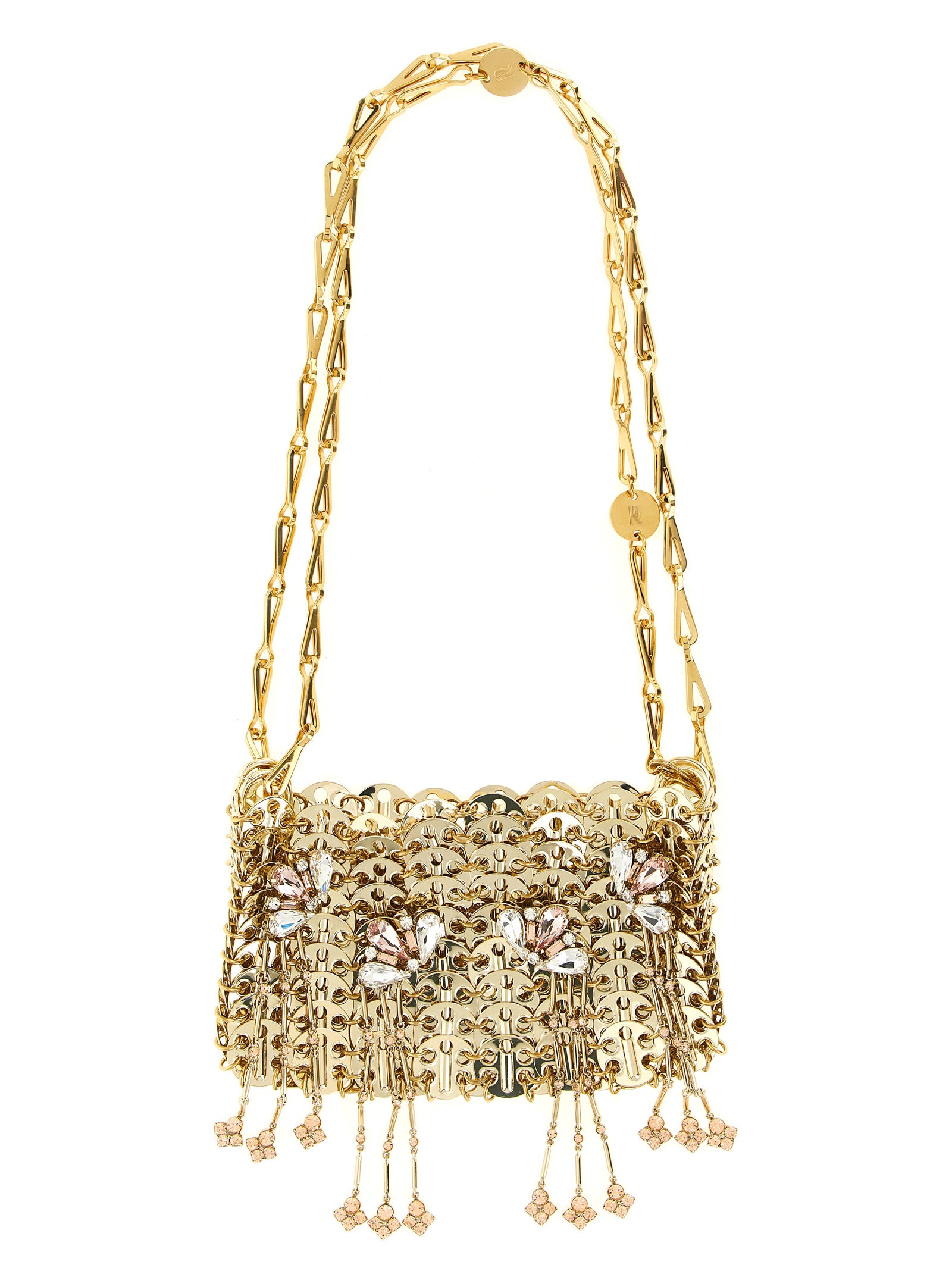 Paco Rabanne Schultertasche aus goldfarbenem Edelstahl