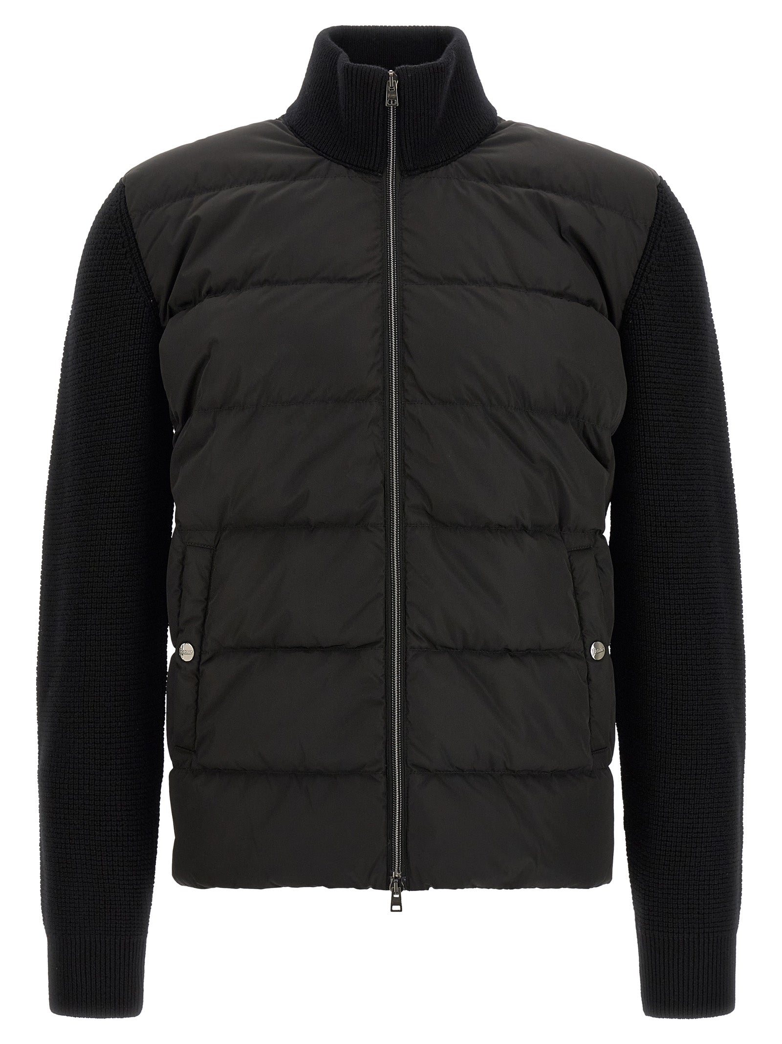 Herno Schwarze Wolljacke in voller Länge