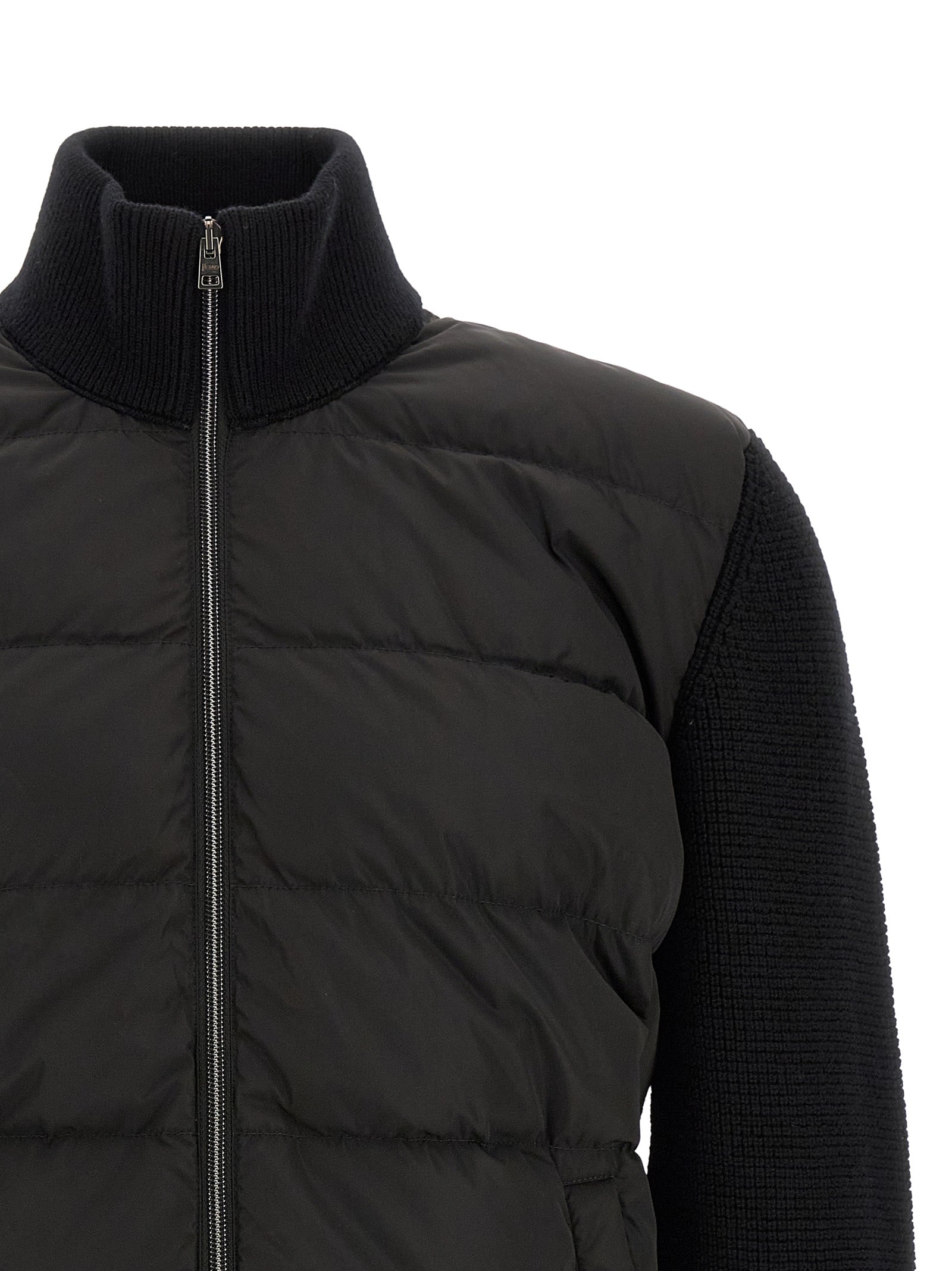 Herno Schwarze Wolljacke in voller Länge