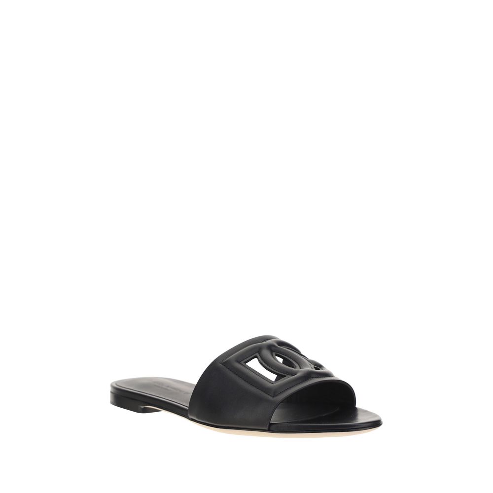 Dolce & Gabbana Schwarze Bos Taurus Kalbsleder-Sandalen