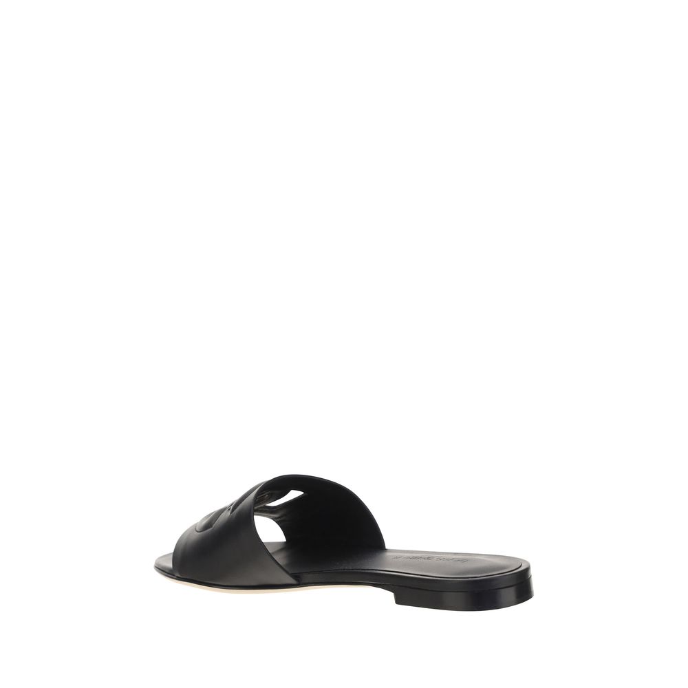 Dolce & Gabbana Schwarze Bos Taurus Kalbsleder-Sandalen