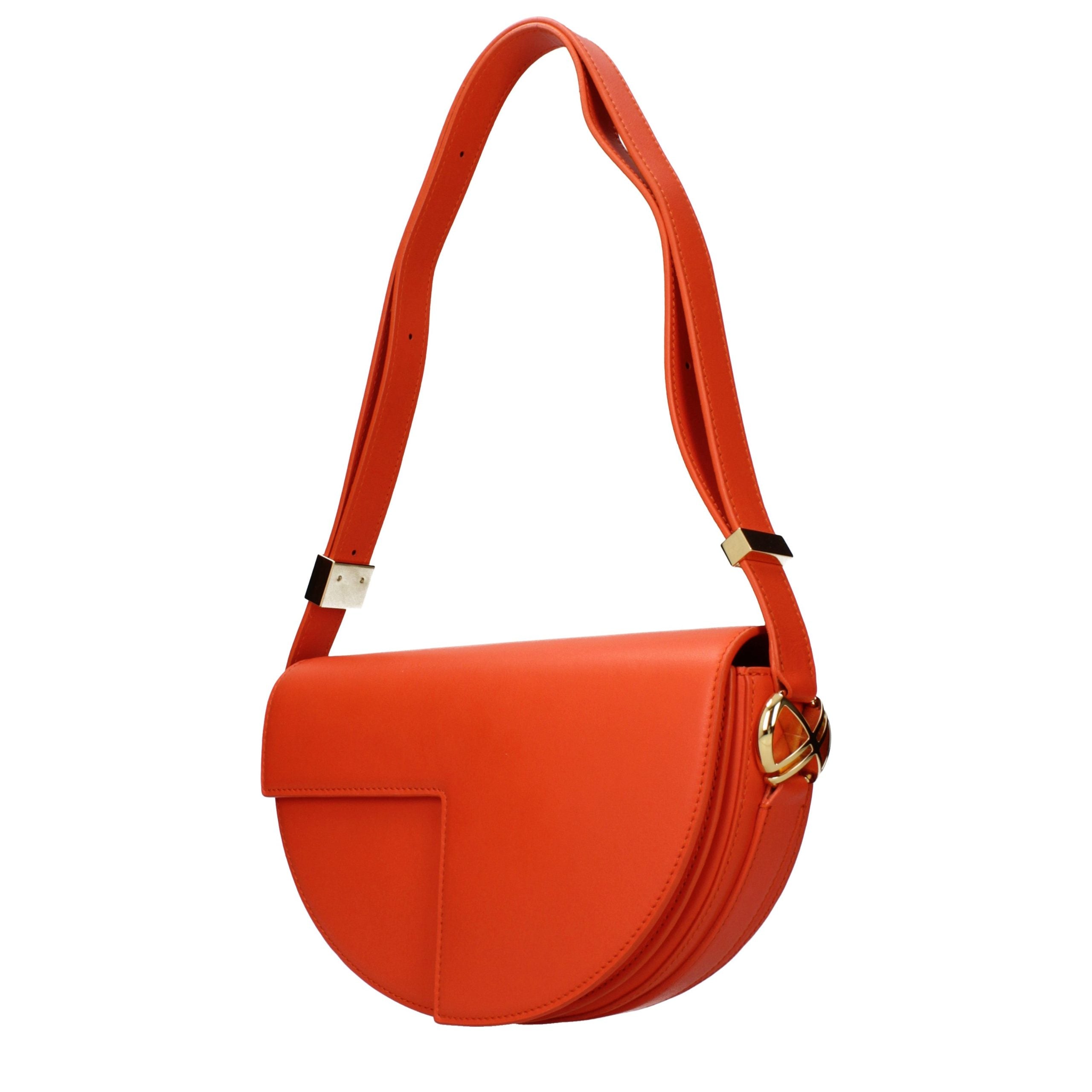 Patou Orange Leder Schultertasche